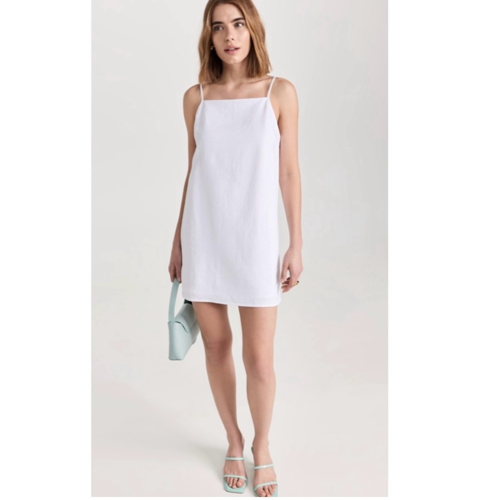 Reformation Kienna Mini White Cami Linen Shift Dress